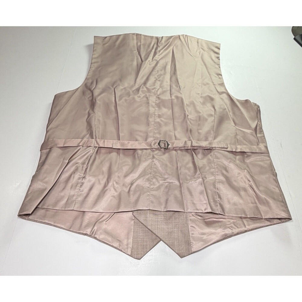 $349 NWT Stacy Adams Suit Jacket Blazer And Vest Size 48L Solid Light Carmel New - Picture 10 of 10